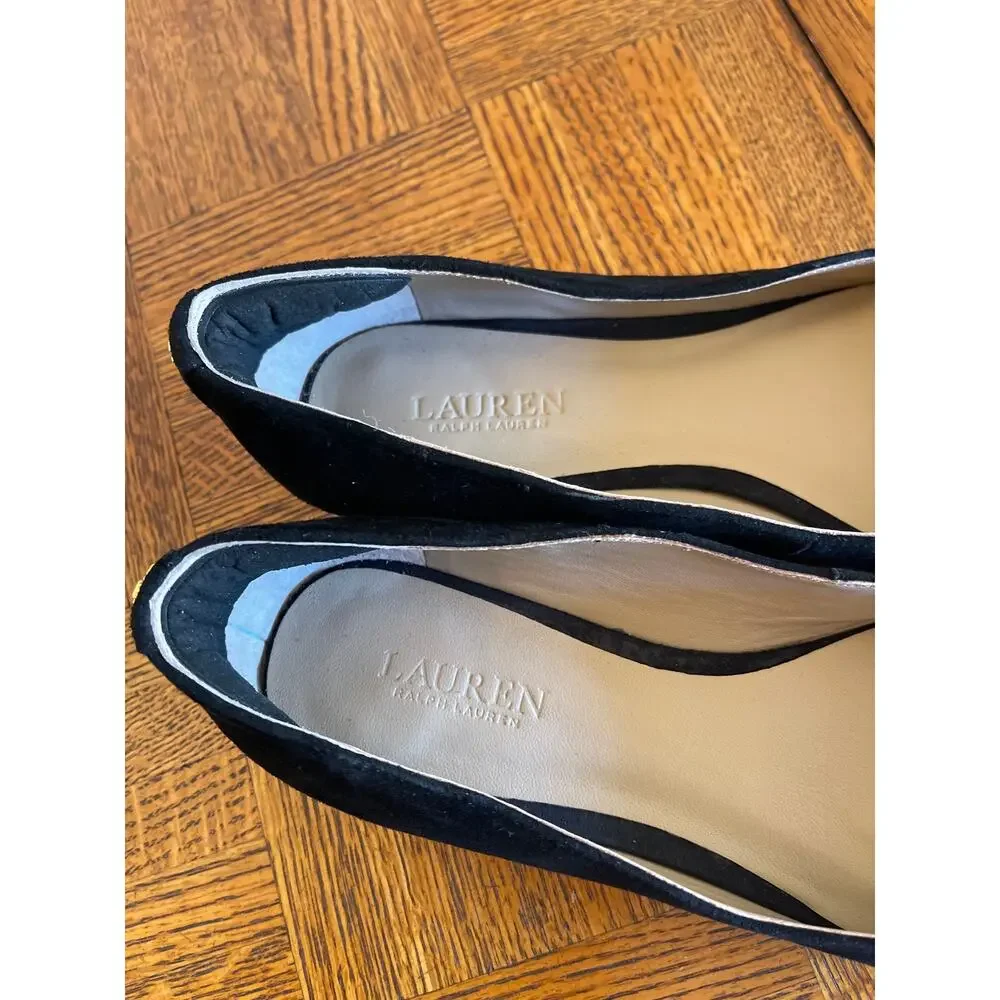Lauren Ralph Lauren black pointed-toe suede flats size 7.5